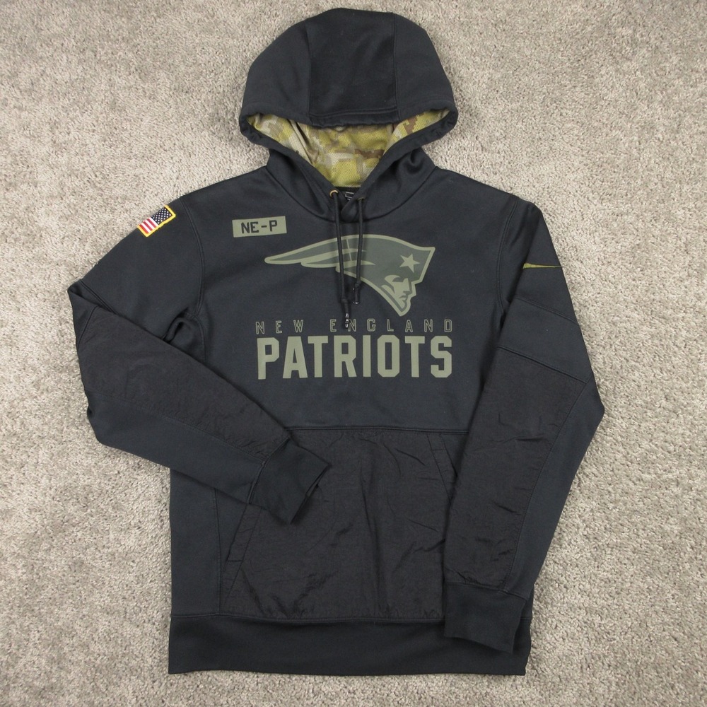 New England Patriots Sweater Mens Small Hoodie Sweatshirt NFL Slaute To Service